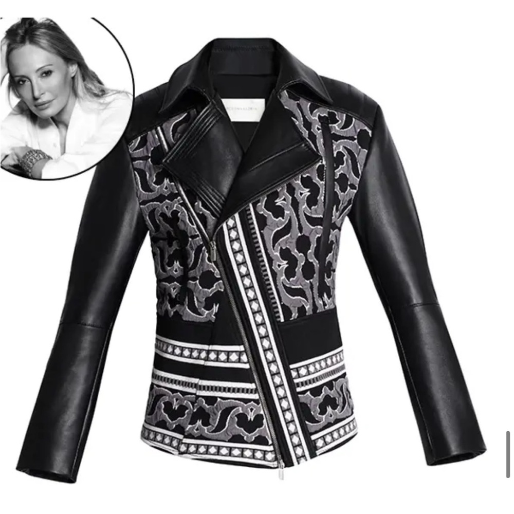 NWT BCBG  'Runway Timona' Jacquard Leather Jacket